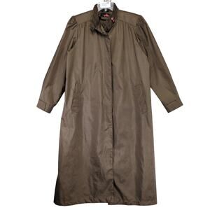 Vintage 80s-90s Alorna Women's 7/8 Brown Rain Trench Coat Jacket, Classic Preppy